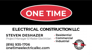 Screenshot: Front of One Time Electrical Business Cards