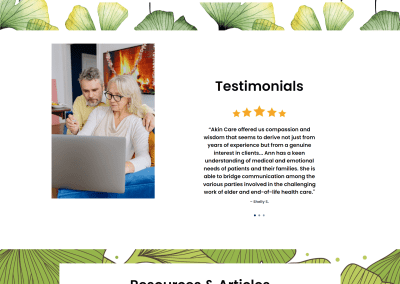 New Akin Care website homepage, after