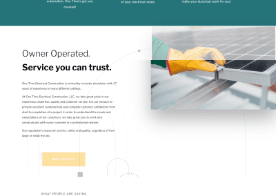 Screenshot of service landing page