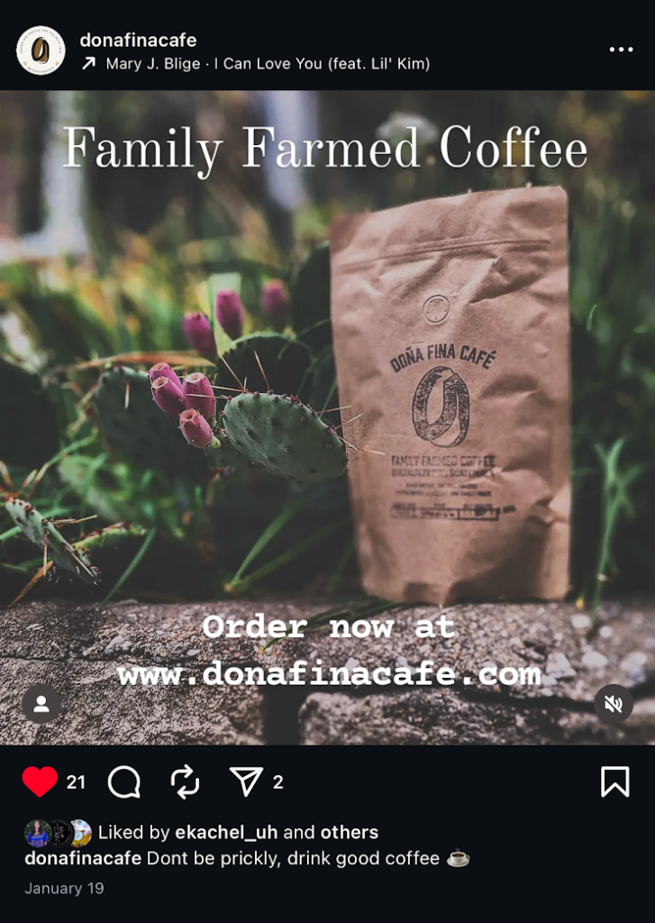 Instagram post from Dona Fina Cafe